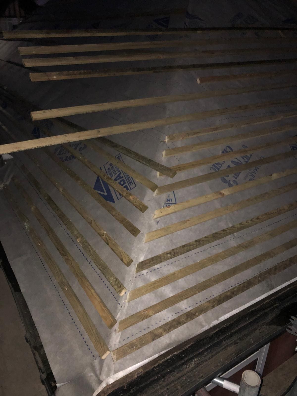 London roofing preparation with battens and breathable membrane used as a refurbishment call-to-action background
